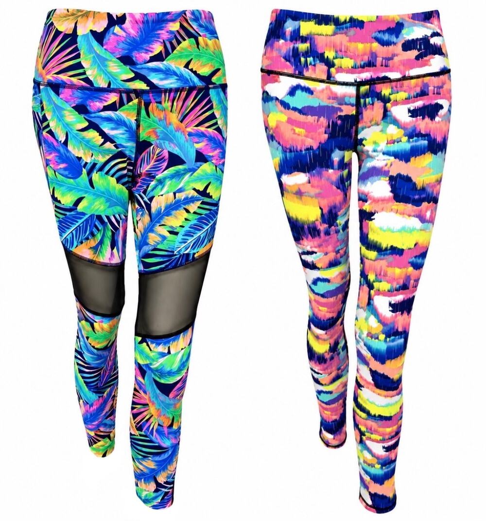 Victoria’s Secret Leggings Lot 2 Medium VSX Sport + PINK Yoga Workout Colorful